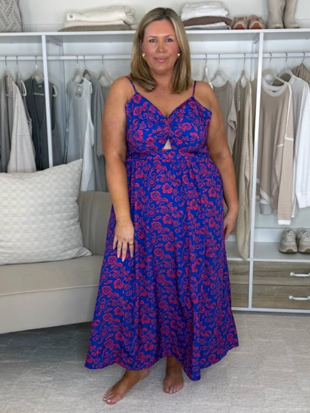 Cupshe Blue and Pink Floral Maxi Dress